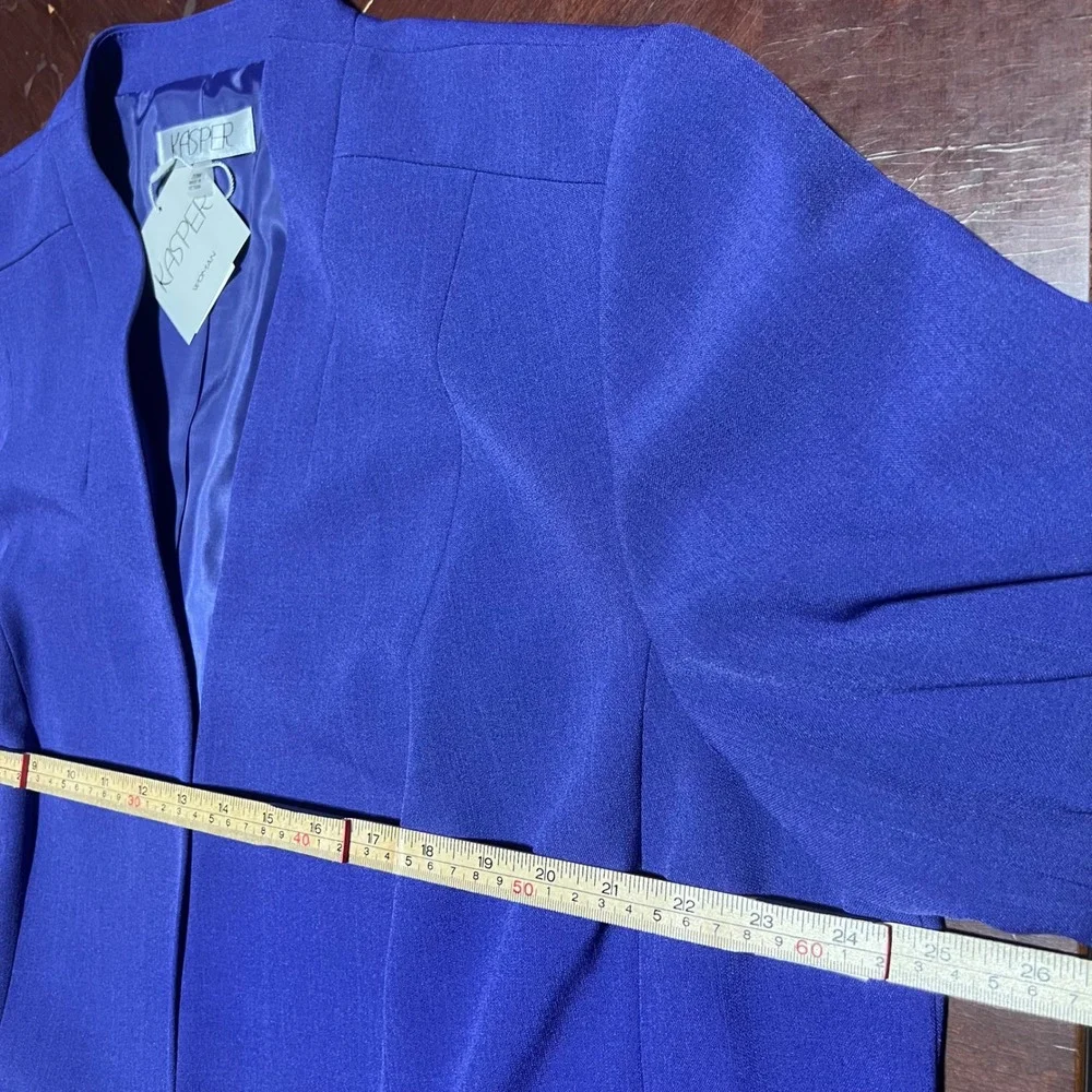 Kasper Woman Regal Purple Open Front Blazer Jacket 3/4 Sleeve Plus Size 20W NEW